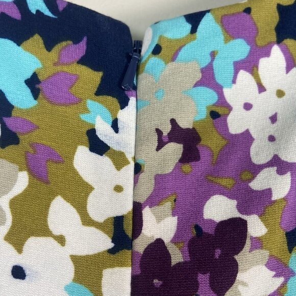 Lands' End Dress Size 4 Ponte Sheath Dress Blue Purple Floral W/ Pockets Stretch - Picture 9 of 13